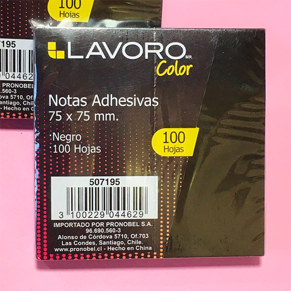 Notas adhesivas negras Lavoro de 7,5 × 7,5 cm