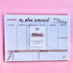 Planner semanal A4 rosado de 20 hojas
