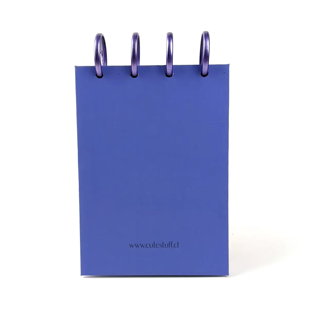 Libreta A6 Villarica Sunset con paisaje de montaña en tonos morados y rosados y discos superiores