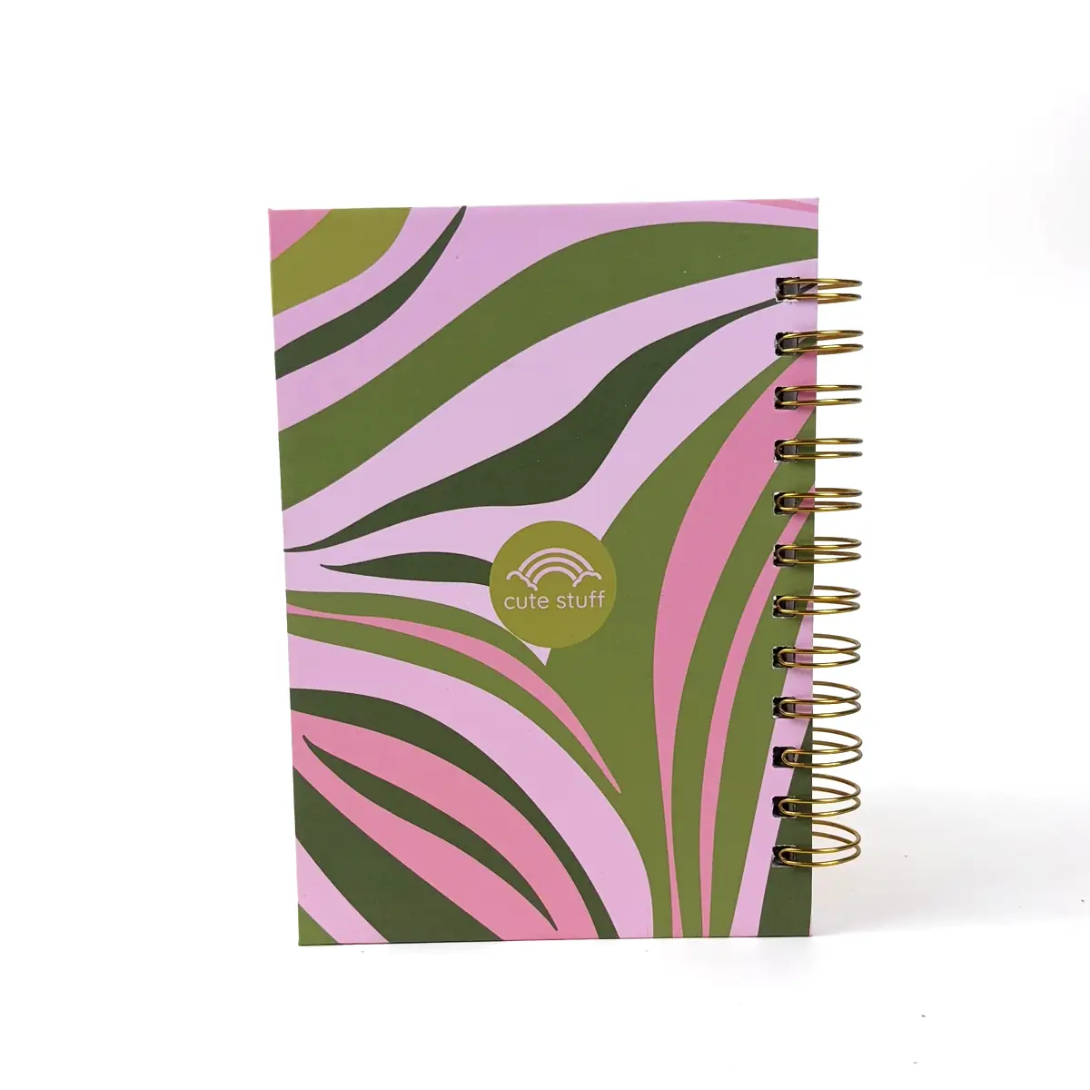 Contraportada verde y rosada de Libreta B6 Begonia