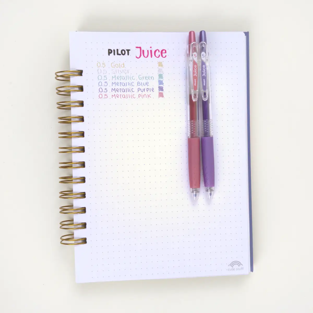 Prueba de escritura con los seis colores Pilot Juice Metallic