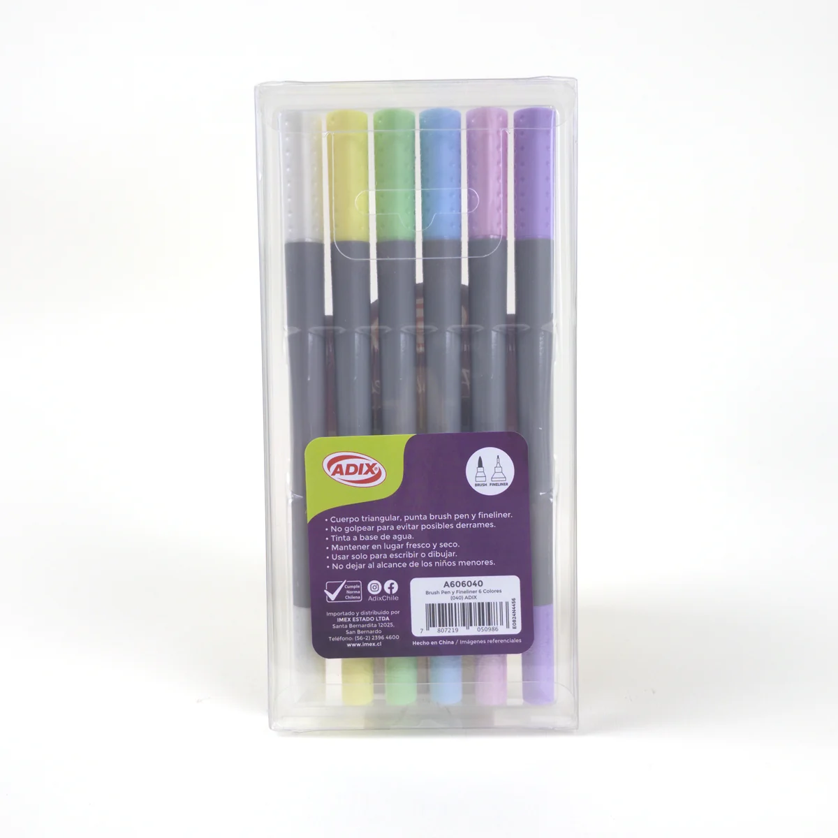 Vista adicional de Adix Brush Pen & Fineliner Pastel — Set 6 Colores