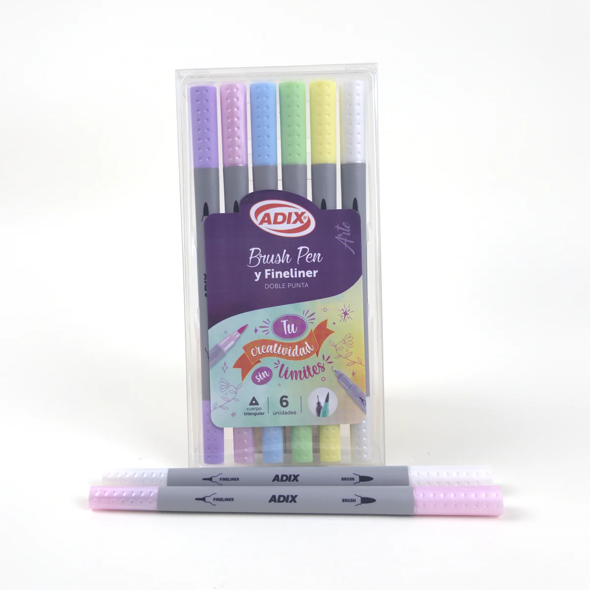 Vista adicional de Adix Brush Pen & Fineliner Pastel — Set 6 Colores