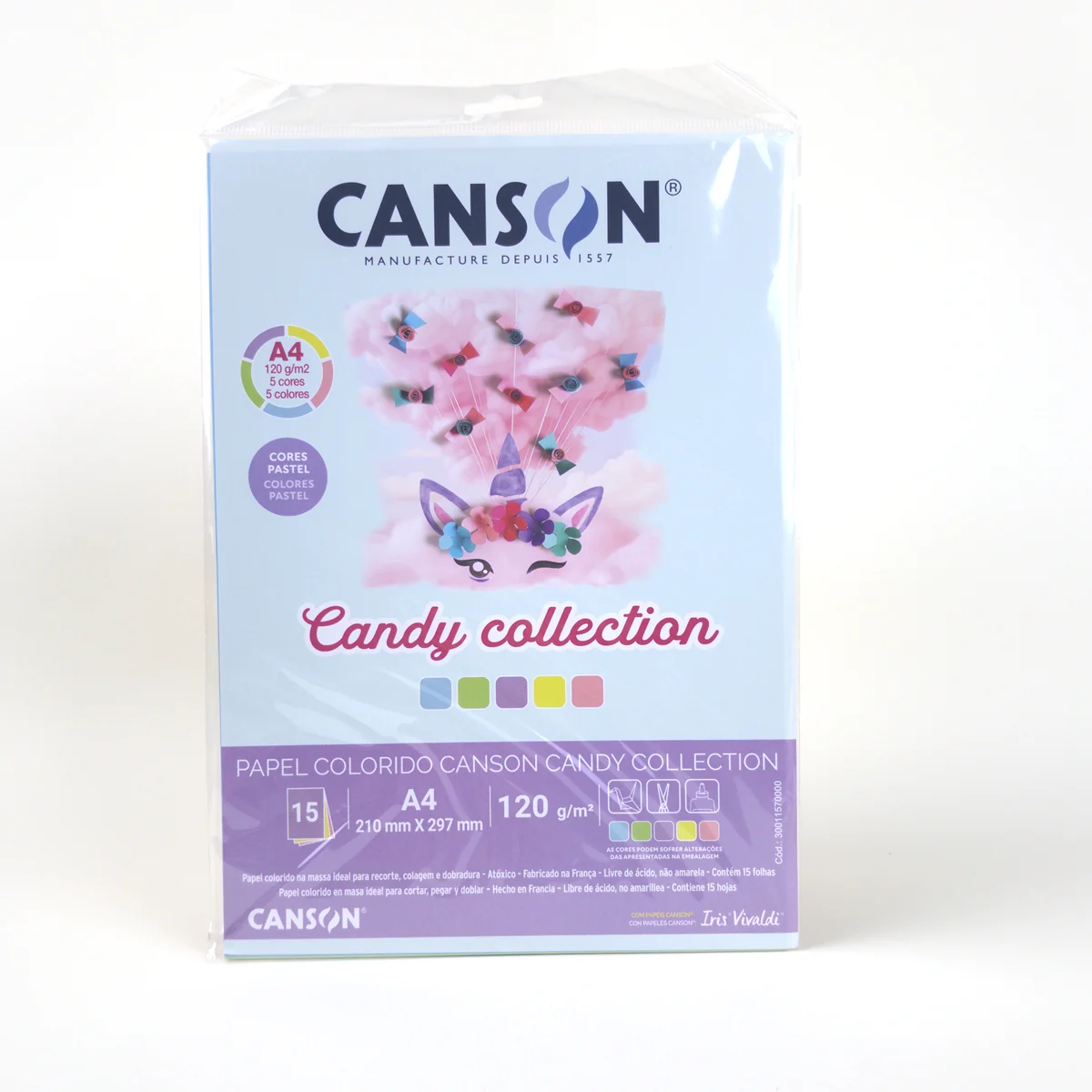 Canson Candy Collection Papel Colorido A4 120 g/m² — 15 Hojas