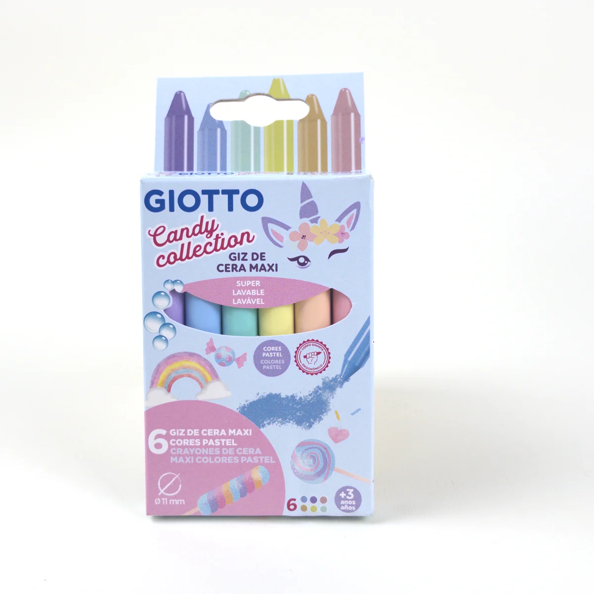 Vista adicional de Giotto Candy Collection Giz de Cera Maxi Pastel — Set 6 Colores