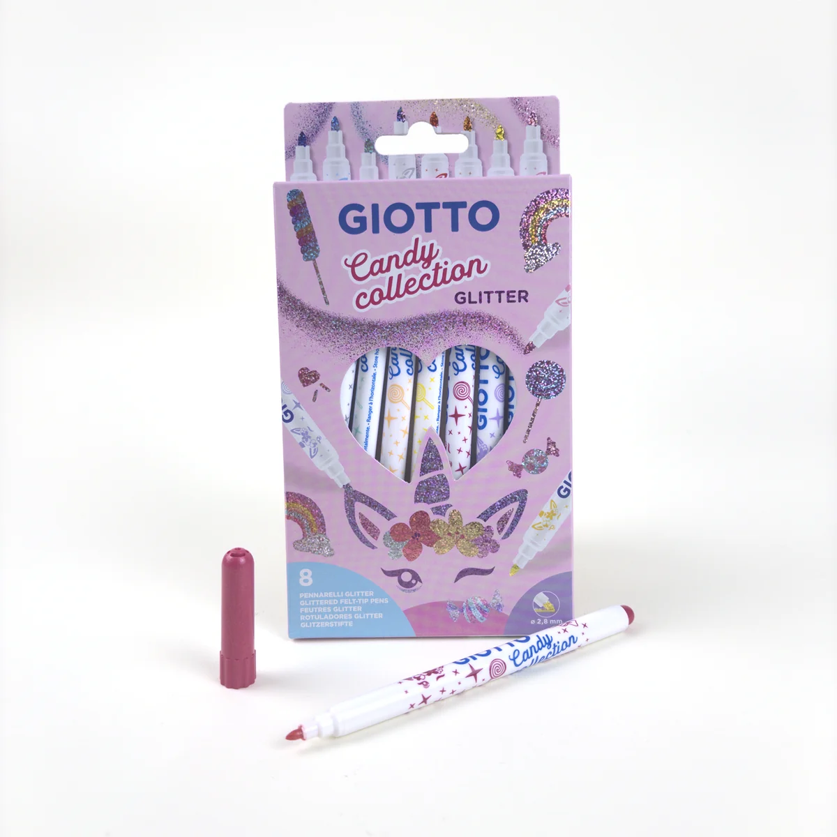 Giotto Turbo Glitter Candy Collection — Set 8 Colores