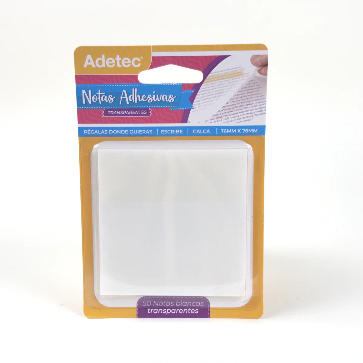 Vista adicional de Notas Adhesivas Transparentes Adetec 76 × 76 mm