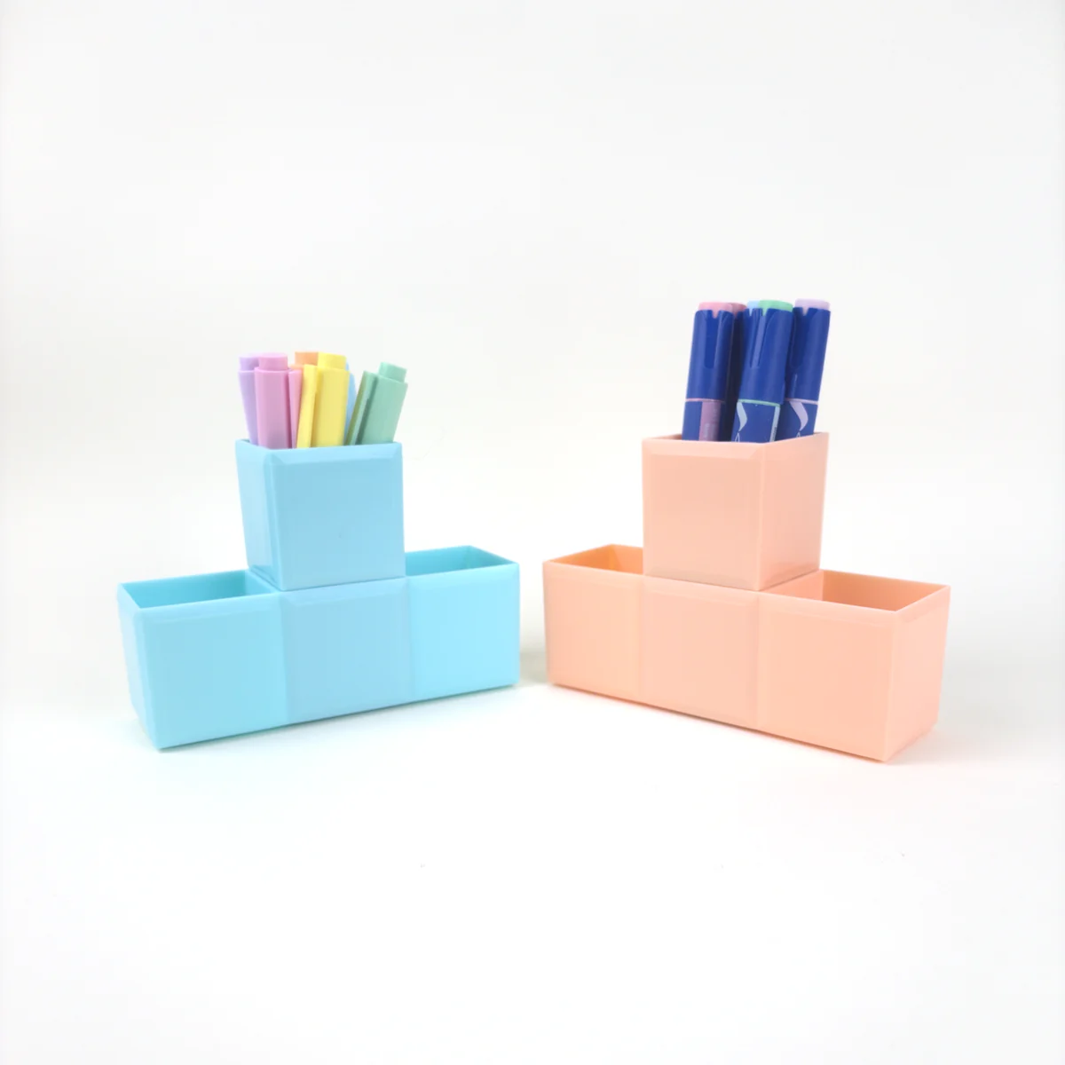 Organizador de Escritorio Multipropósito Torre — Celeste / Durazno